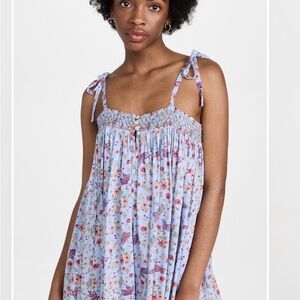 Free People Medium Rule the World Romper in Blue Floral/Butterfly Cottagecore